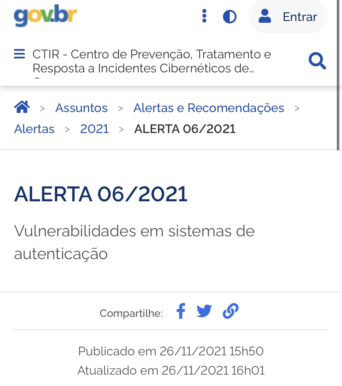 Read more about the article ALERTA 06/2021  – Vulnerabilidades em sistemas de autenticação
